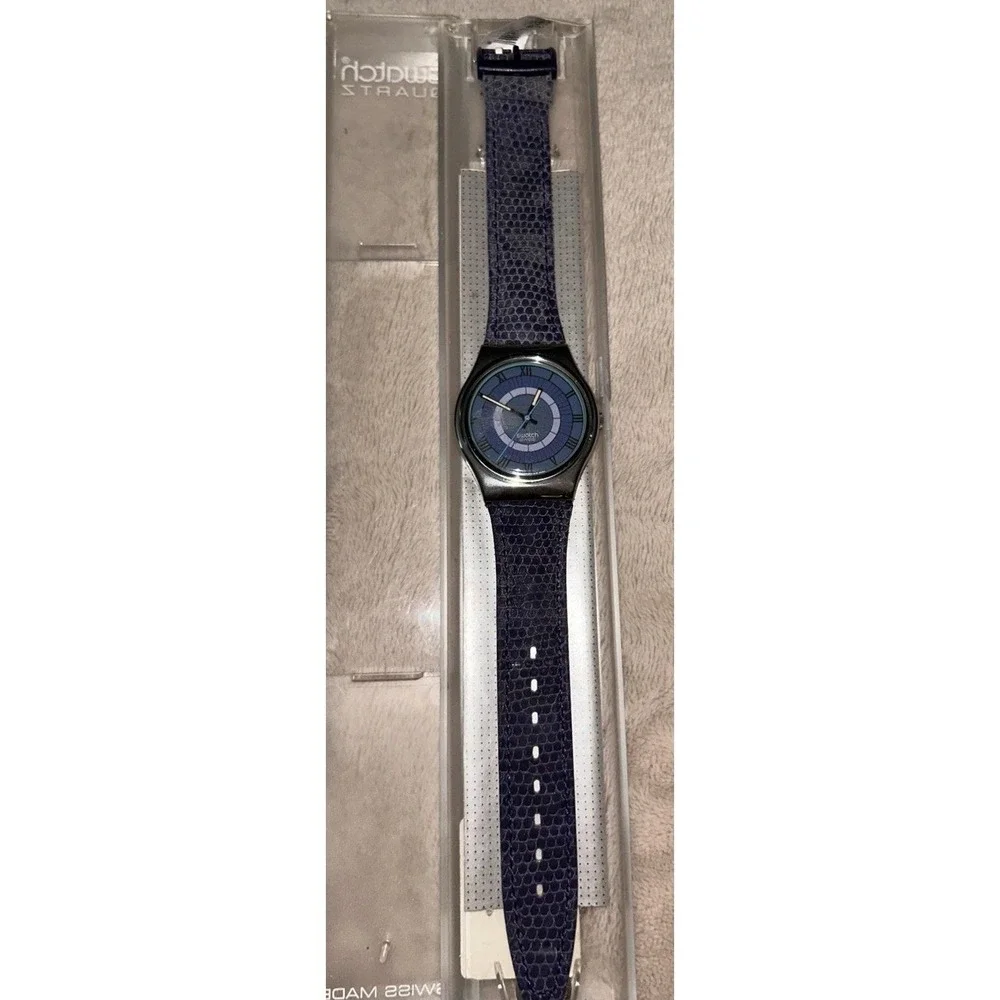 Wristwatch SWATCH Gent ALEXANDER (GX123)-NEW/NOS-blue leather/classic-very nice!
